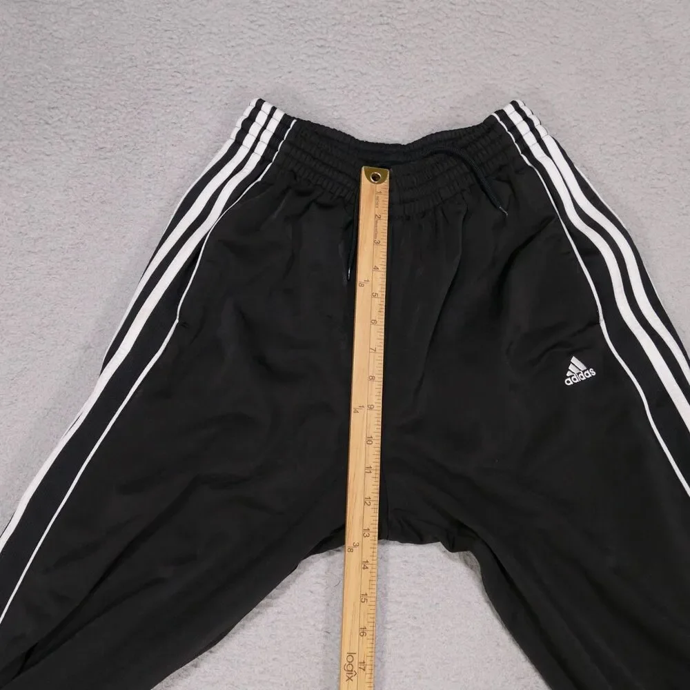 Adidas Track Pants Black/White 3 Stripe Hip Hop y2k Baggy Skate Size S (30x29)